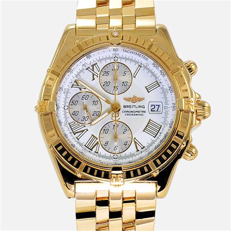 solid gold breitling watch